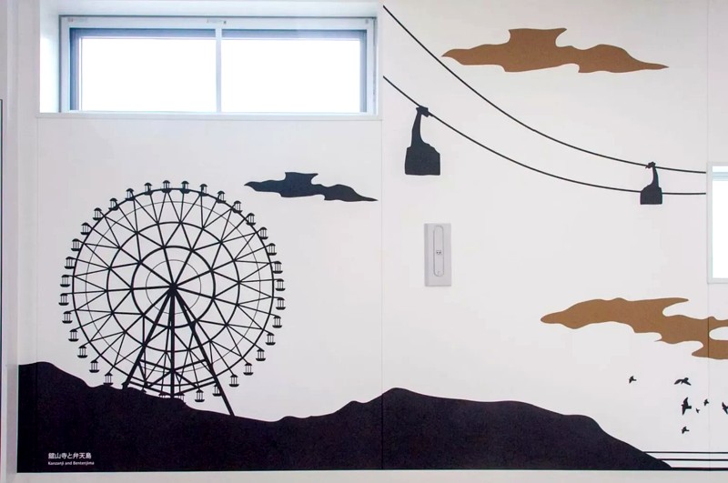 建築要素を受け入れた、遊び心ある図柄